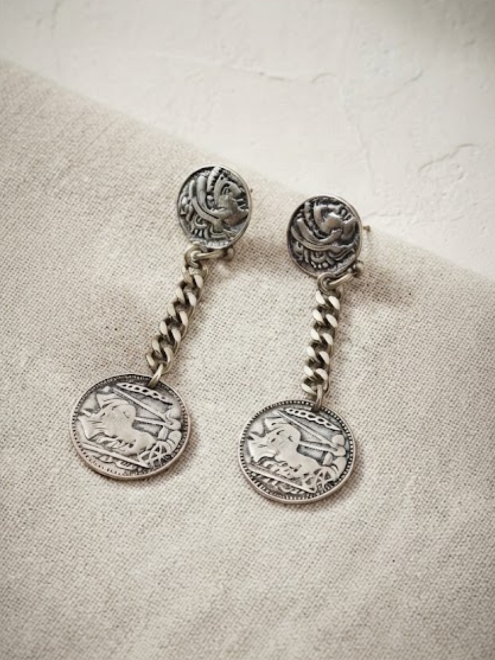 Jenny Bird Silver Tone Coin Drop Statement Earrings – Bold Chain Link